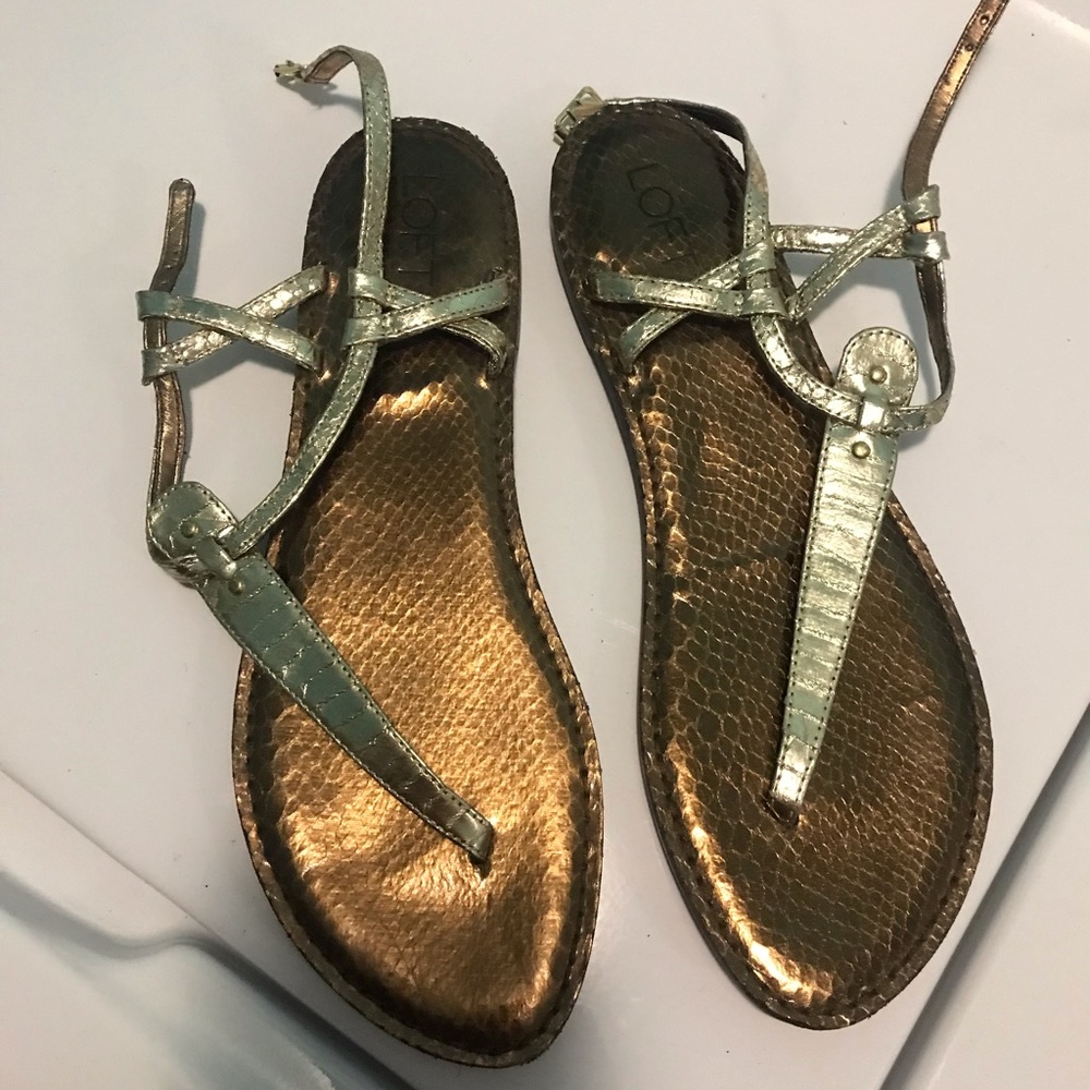 NWOT LOFT BRAND METALLIC BRASS AND GOLD SANDALS SIZE 10